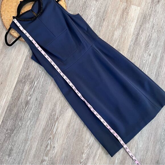 4.‎ Collective navy blue sheath dress w/ beaded collar trim nwt - Picture 3 of 8